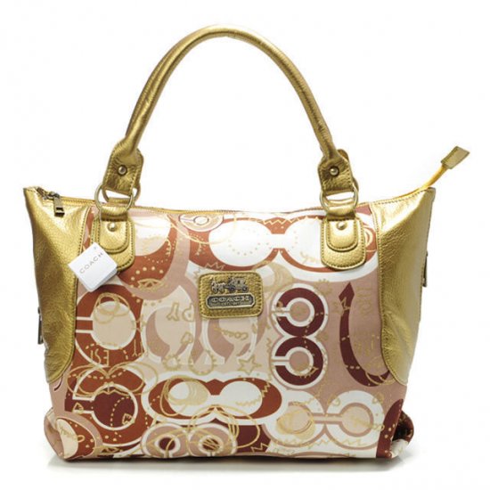 Coach Poppy In Monogram Large Yellow Totes BYN